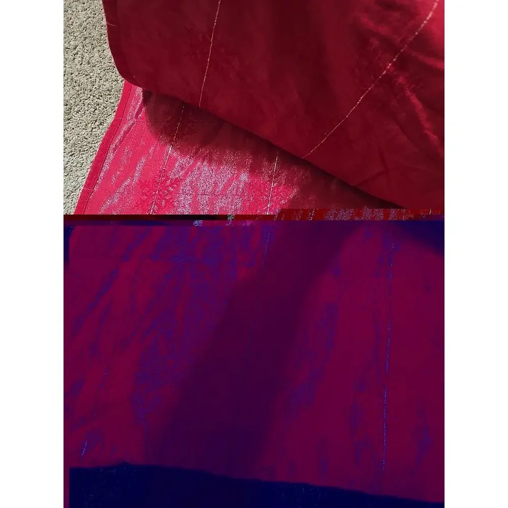 Vtg Red Snowflake‎ Metallic Kitchen Dining Decor Rectangle Tablecloth 76